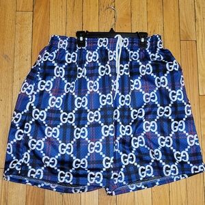 Blue Patterned Men's Swim Shorts
